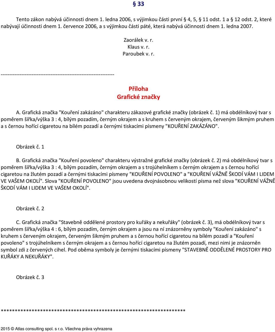 Grafická značka "Kouření zakázáno" charakteru zákazové grafické značky (obrázek č.