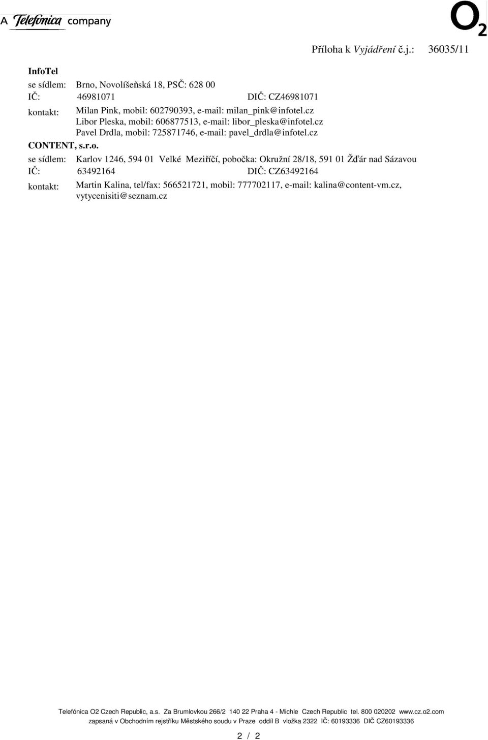 cz Libor Pleska, mobil: 606877513, e-mail: libor_pleska@infotel.cz Pavel Drdla, mobil: 725871746, e-mail: pavel_drdla@infotel.