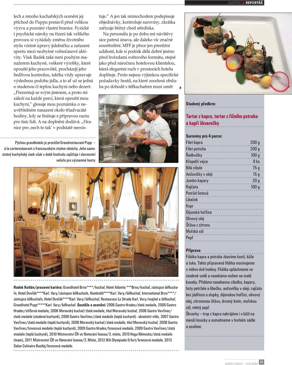 zástupce šéfkuchaře, Hotel Dvořák****Karl. Vary/zástupce šéfkuchaře, Humboldt****Karl. Vary/šéfkuchař, International Brno****/ zástupce šéfkuchaře, Hotel Dvořák****Karl.