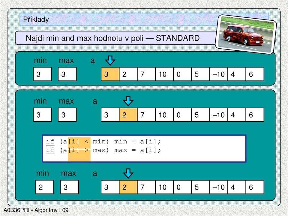 max a 3 3 3 2 7 10 0 5 10 4 6 if (a[i] < min) min = a[i];