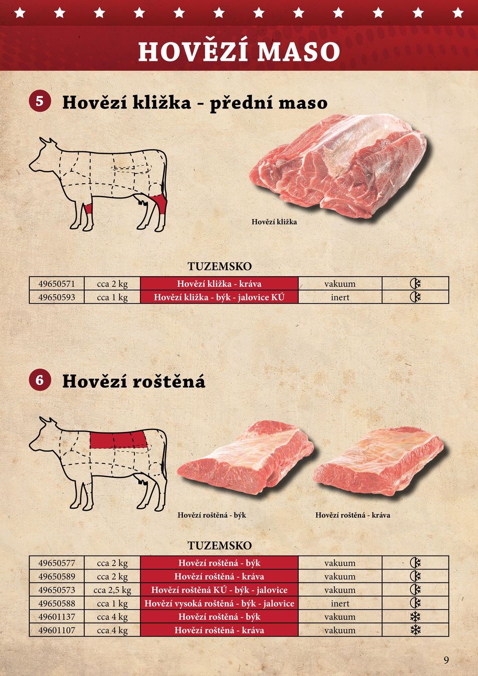 49650588 49601137 49601107 cca 2,5 kg cca 4 kg cca 4 kg Hovězí roštěná - býk Hovězí roštěná - kráva Hovězí