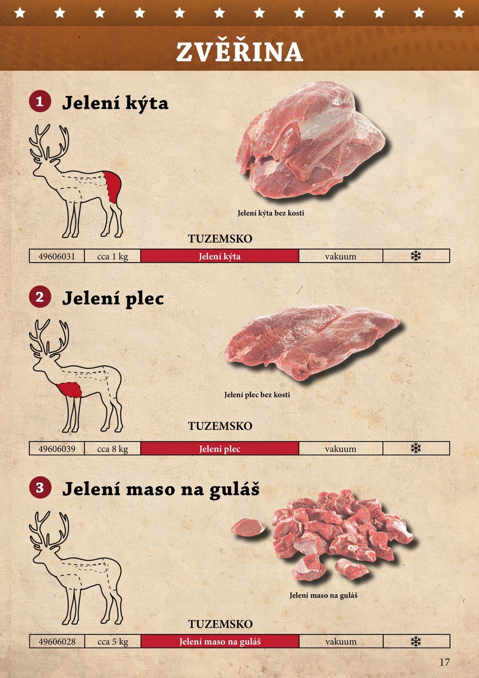 49606039 3 cca 8 kg Jelení plec Jelení maso na guláš