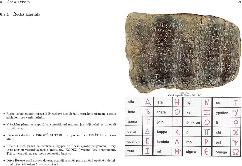 PISÁTEK ve tvaru klínu. Kolem 1. stol. př.n.l. se rozšířila z Egypta do Řecka výroba pergamenu, který ještě později vystřídala forma knihy, tzv.