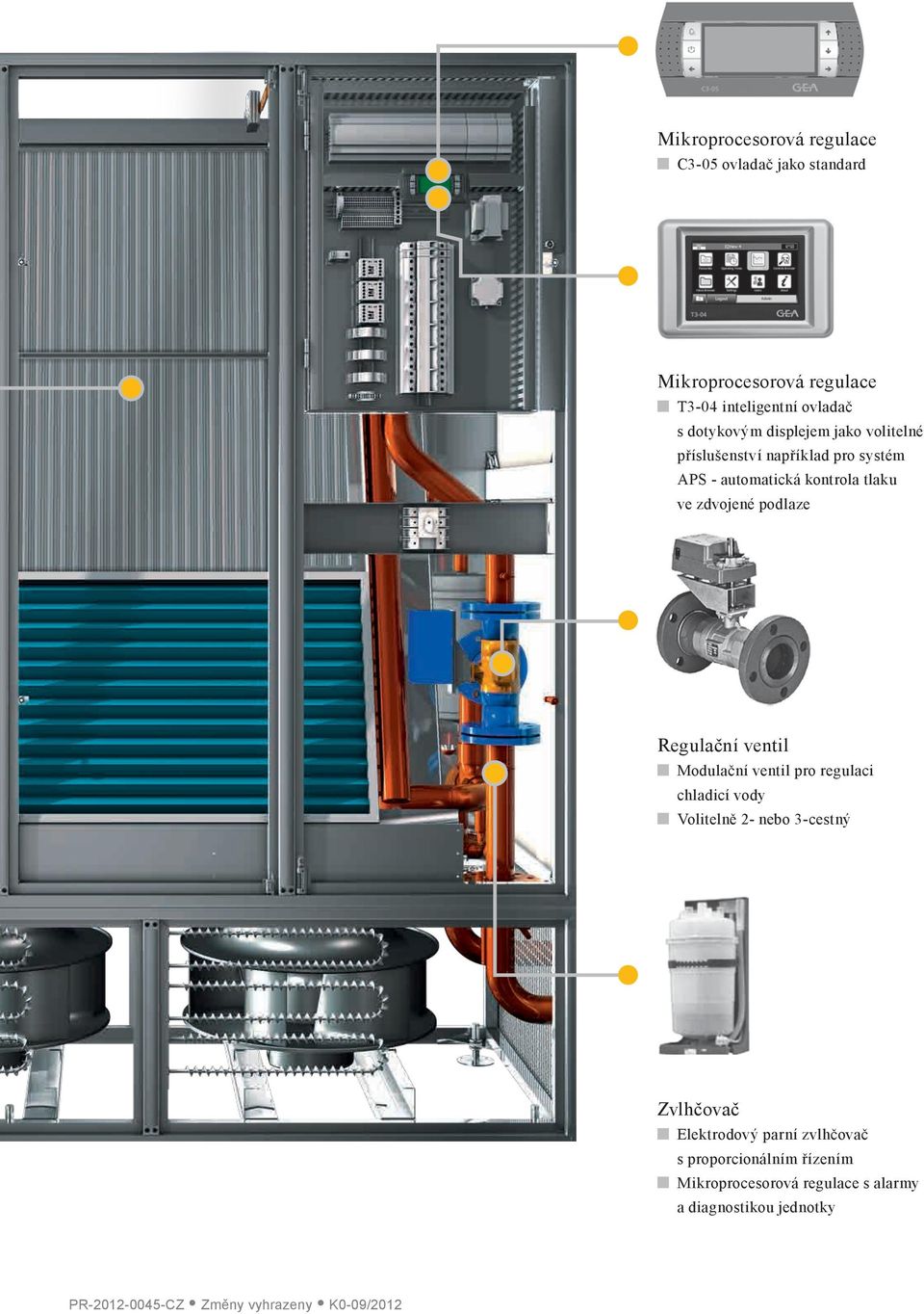 zdvojené podlaze Regulační ventil Modulační ventil pro regulaci chladicí vody Volitelně 2- nebo 3-cestný