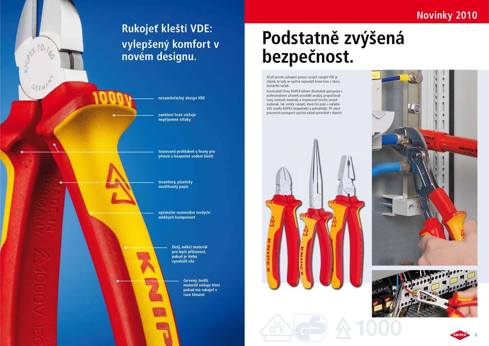 nářadí. Konstruktéři firmy KNIPEX během dlouholeté spolupráce s profesionálními uživateli prováděli analýzy, propočítávali tvary, testovali materiály a rozpracovali mnoho nových myšlenek.