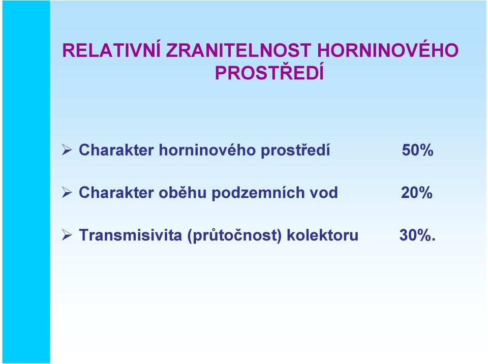 prostředí 50% Charakter oběhu