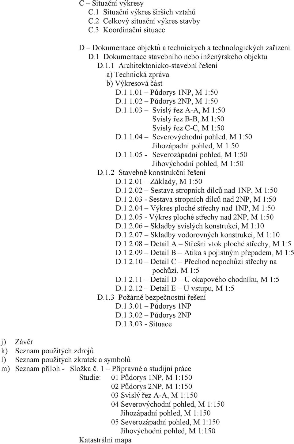 1.1.04 Severovýchodní pohled, M 1:50 Jihozápadní pohled, M 1:50 D.1.1.05 - Severozápadní pohled, M 1:50 Jihovýchodní pohled, M 1:50 D.1.2 Stavebn konstrukní ešení D.1.2.01 Základy, M 1:50 D.1.2.02 Sestava stropních dílc nad 1NP, M 1:50 D.