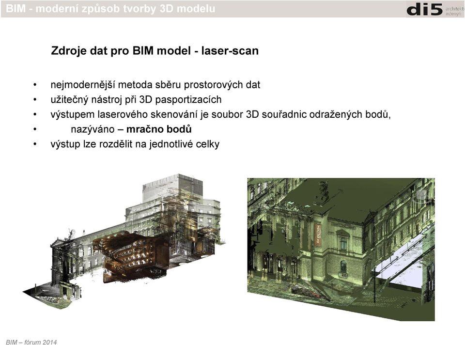 výstupem laserového skenování je soubor 3D souřadnic