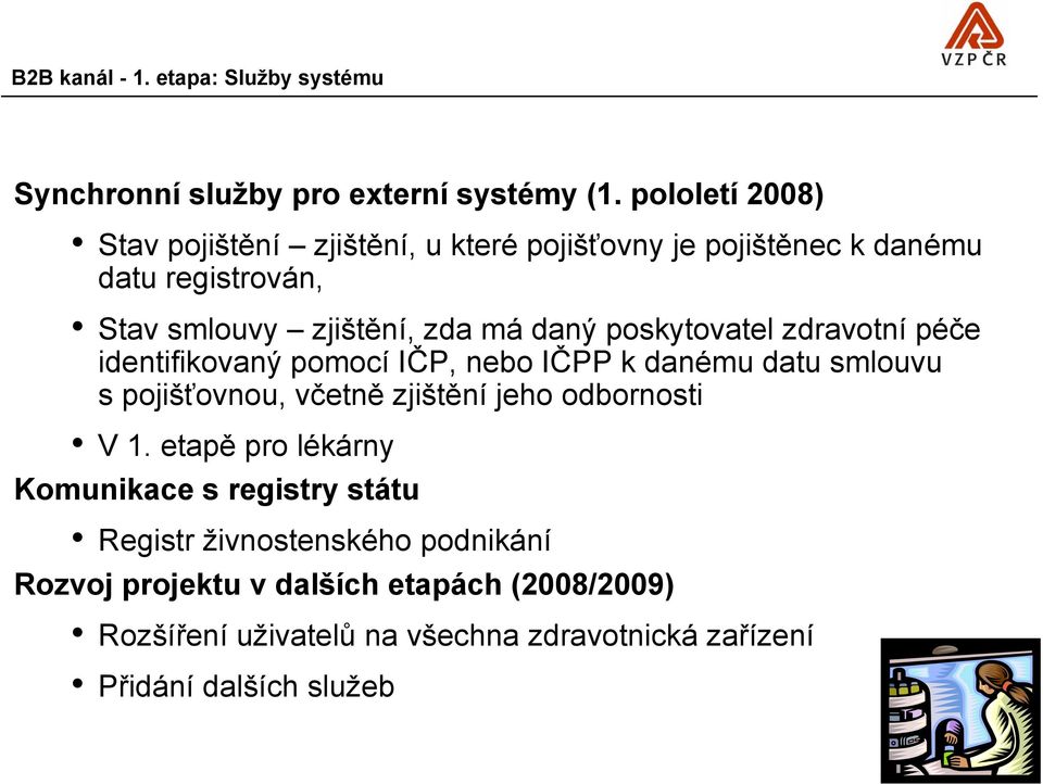 poskytovatel zdravotní péče identifikovaný pomocí IČP, nebo IČPP k danému datu smlouvu s pojišťovnou, včetně zjištění jeho odbornosti V 1.