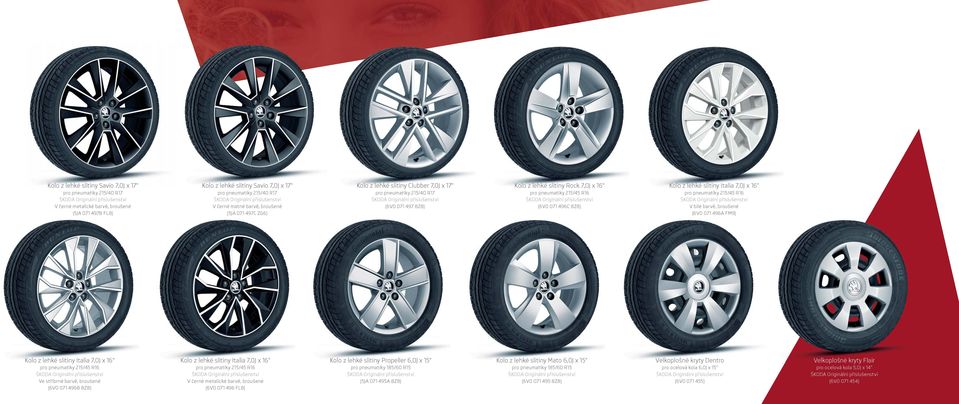 8Z8) Kolo z lehké slitiny Italia 7,0J x 16" pro pneumatiky 215/45 R16 V bílé barvě, broušené (6V0 071 496A FM9) Kolo z lehké slitiny Italia 7,0J x 16" pro pneumatiky 215/45 R16 Ve stříbrné barvě,