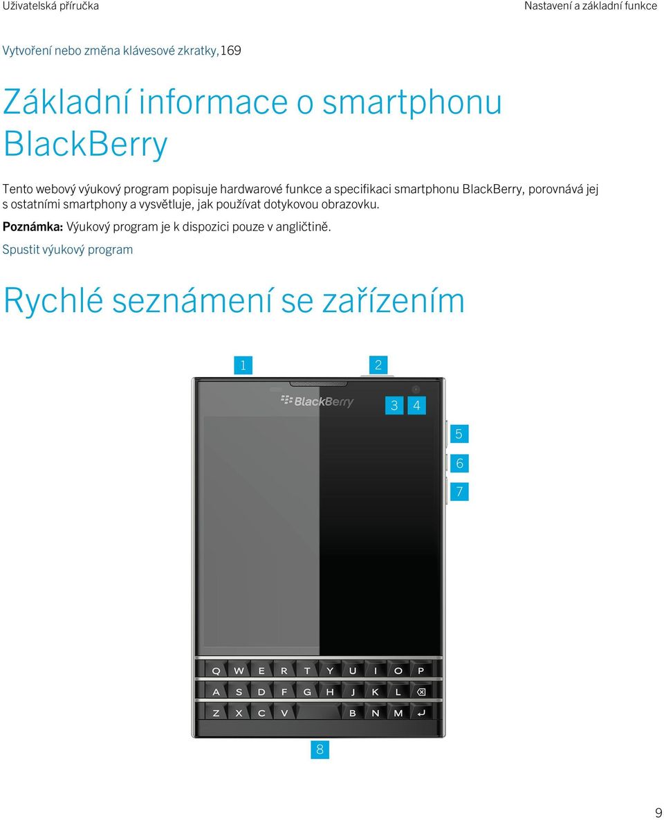 smartphonu BlackBerry, porovnává jej s ostatními smartphony a vysvětluje, jak používat dotykovou