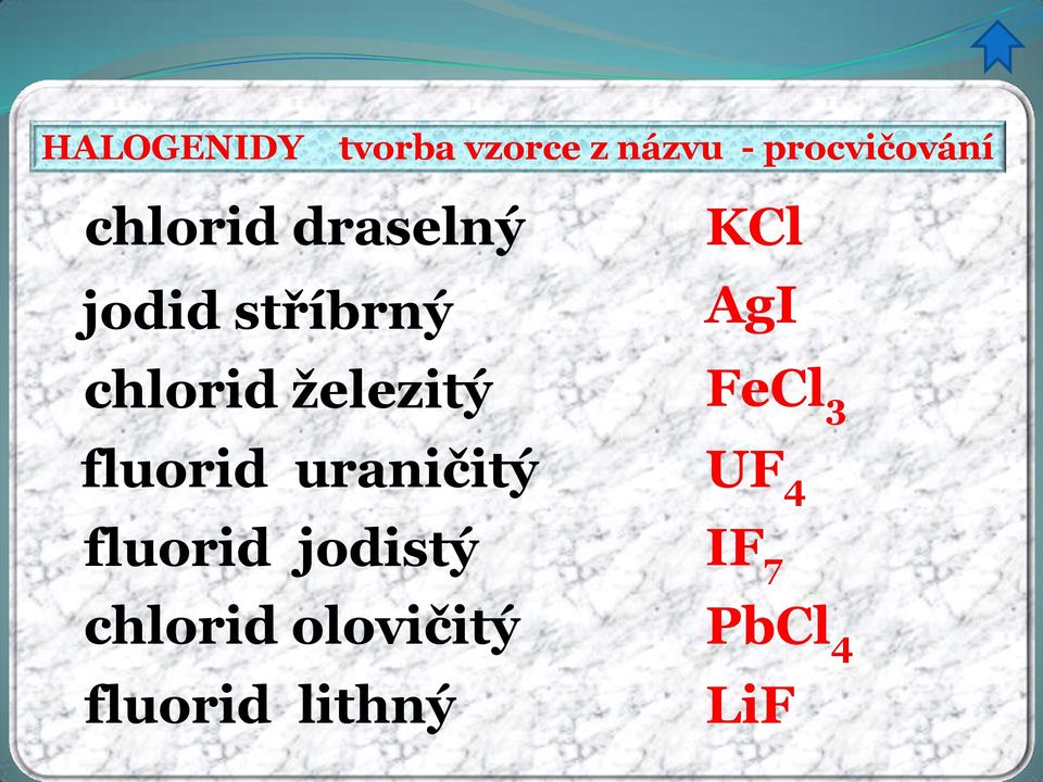 fluorid uraničitý fluorid jodistý chlorid