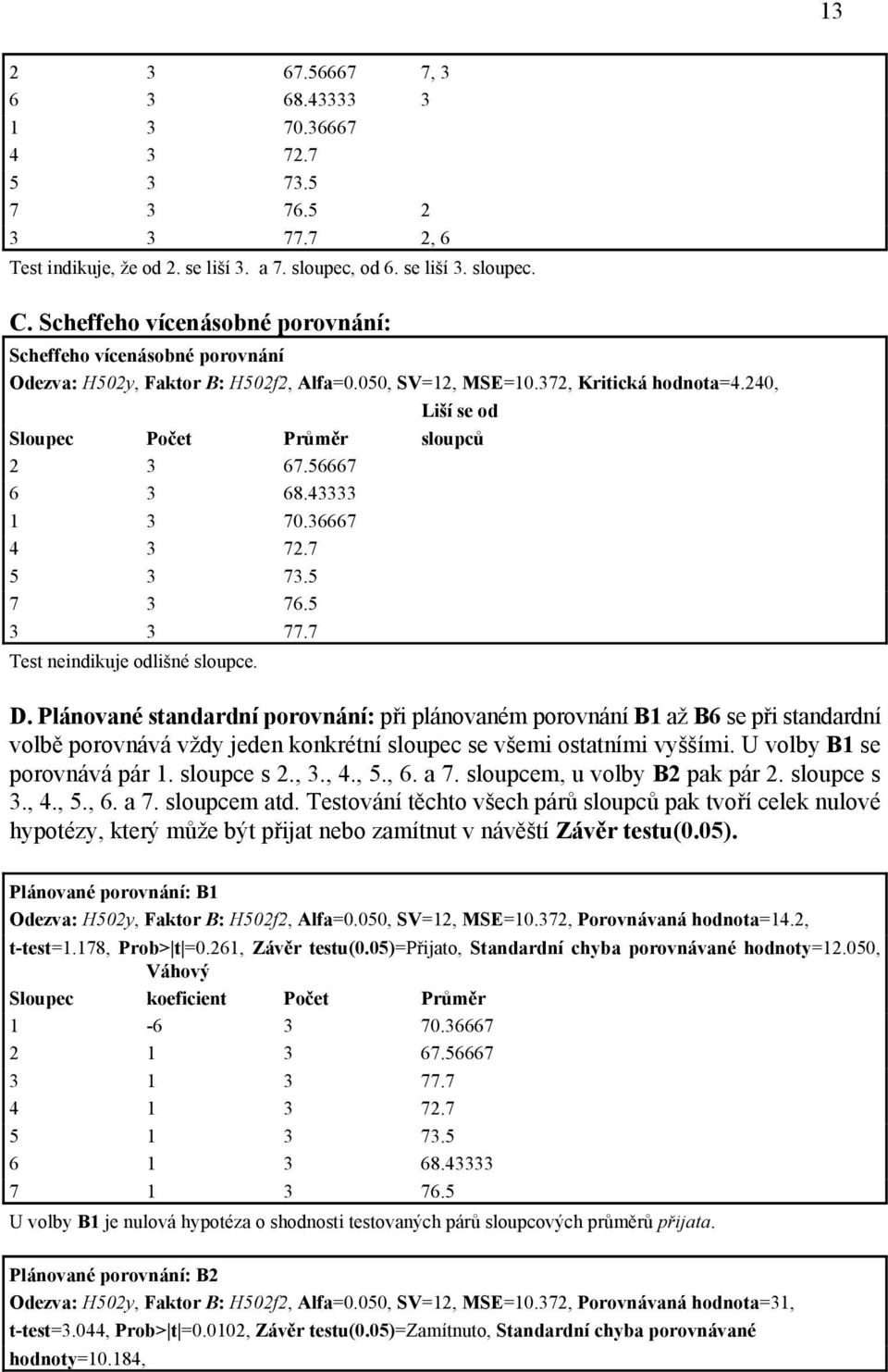 56667 6 3 68.43333 1 3 70.36667 4 3 72.7 5 3 73.5 7 3 76.5 3 3 77.7 Test neindikuje odlišné sloupce. D.