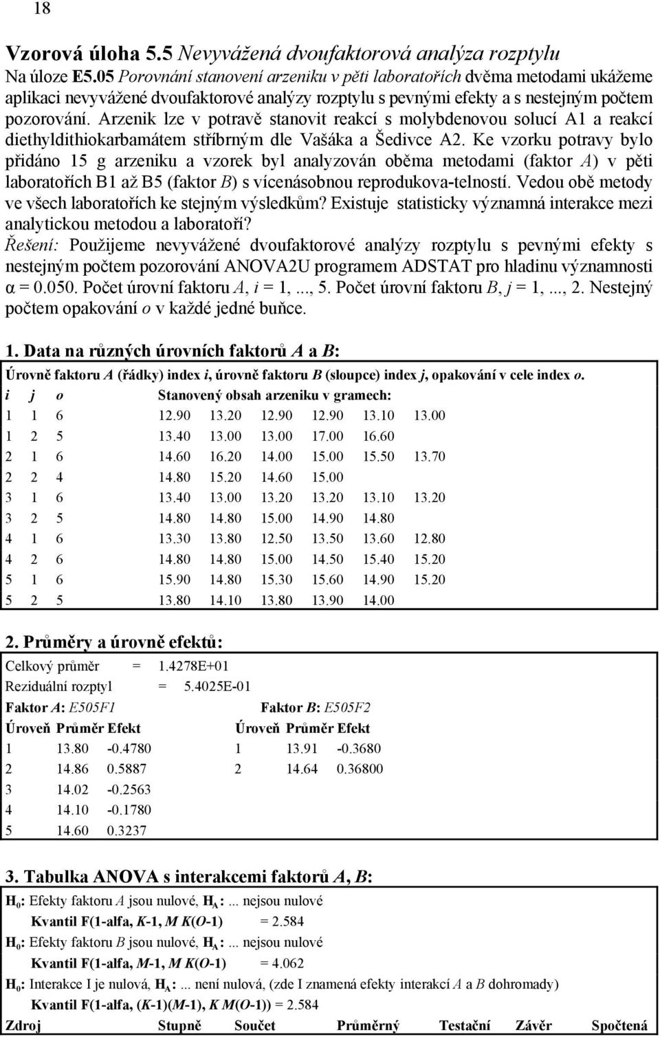 Arzenik lze v potravě stanovit reakcí s molybdenovou solucí A1 a reakcí diethyldithiokarbamátem stříbrným dle Vašáka a Šedivce A2.