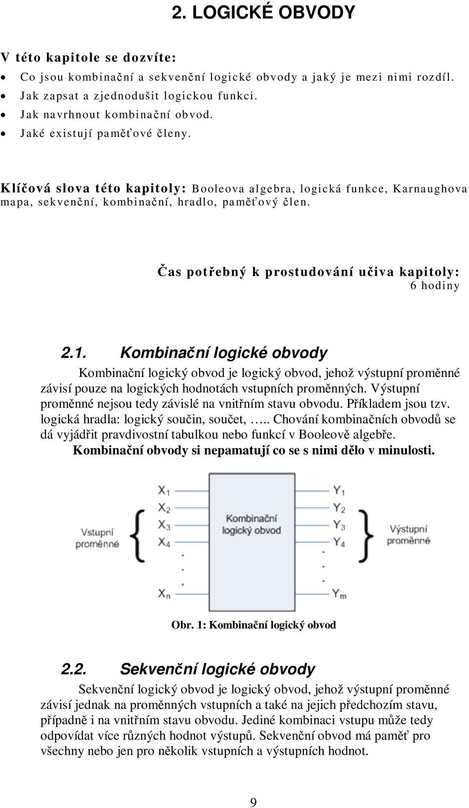 Čas potřebný k prostudování učiva kapitoly: 6 hodiny 2.1.