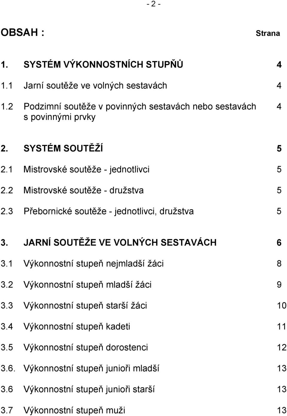 2 Mistrovské soutěže - družstva 5 2.3 Přebornické soutěže - jednotlivci, družstva 5 3. JARNÍ SOUTĚŽE VE VOLNÝCH SESTAVÁCH 6 3.