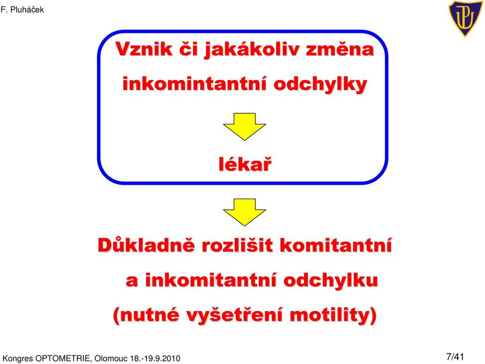 inkomitantní odchylku (nutné vyšet etření