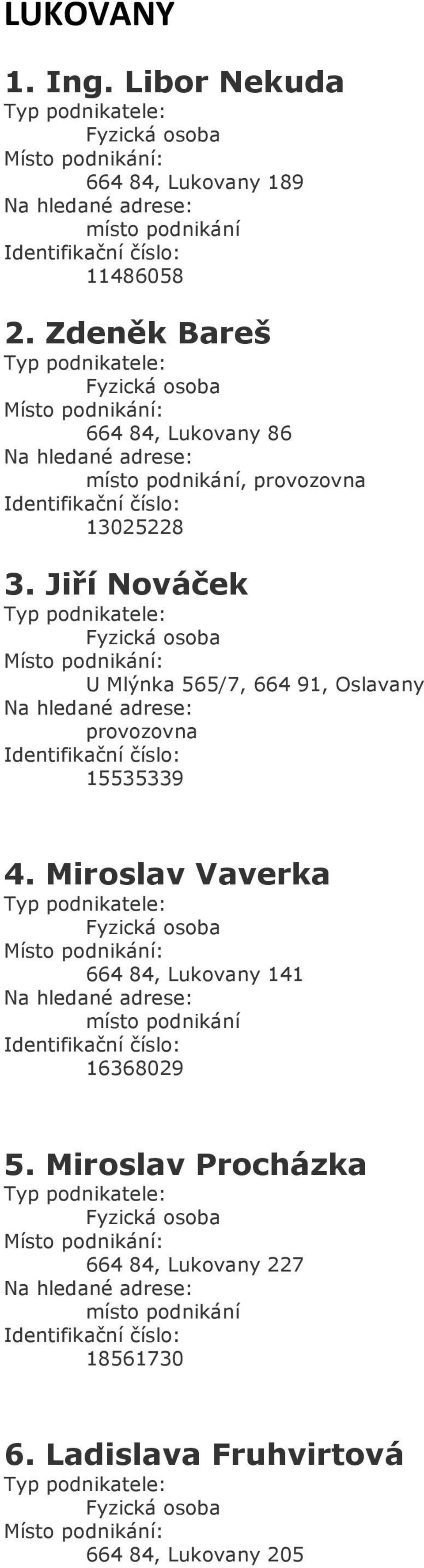 Jiří Nováček U Mlýnka 565/7, 664 91, Oslavany provozovna 15535339 4.