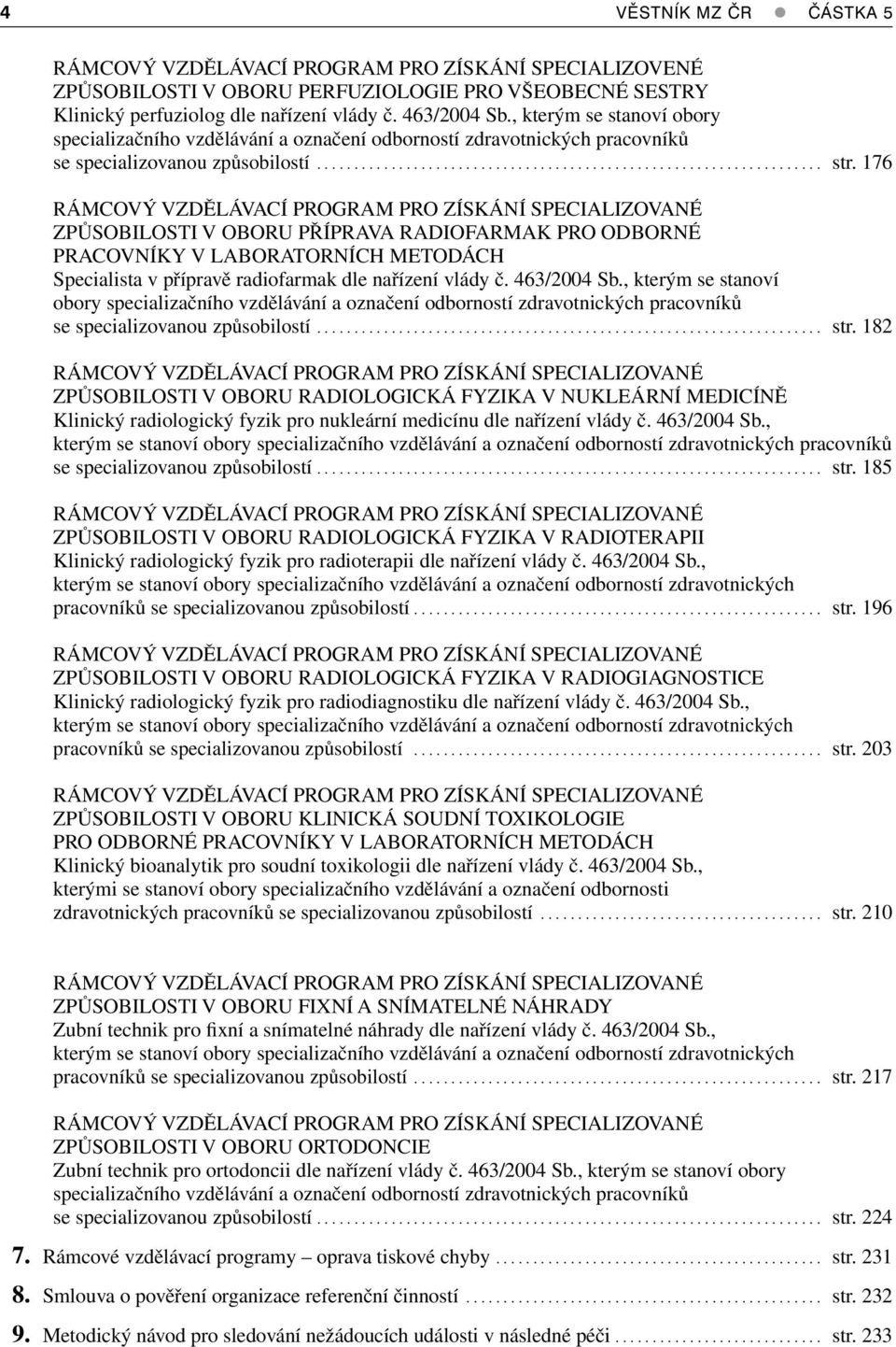176 RÁMCOVÝ VZDĚLÁVACÍ PROGRAM PRO ZÍSKÁNÍ SPECIALIZOVANÉ ZPŮSOBILOSTI V OBORU PŘÍPRAVA RADIOFARMAK PRO ODBORNÉ PRACOVNÍKY V LABORATORNÍCH METODÁCH Specialista v přípravě radiofarmak dle nařízení