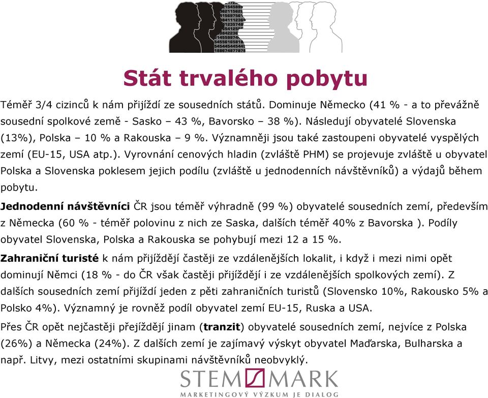 Polska 0 % a Rakouska 9 %. Významněji jsou také zastoupeni obyvatelé vyspělých zemí (EU-5, USA atp.).