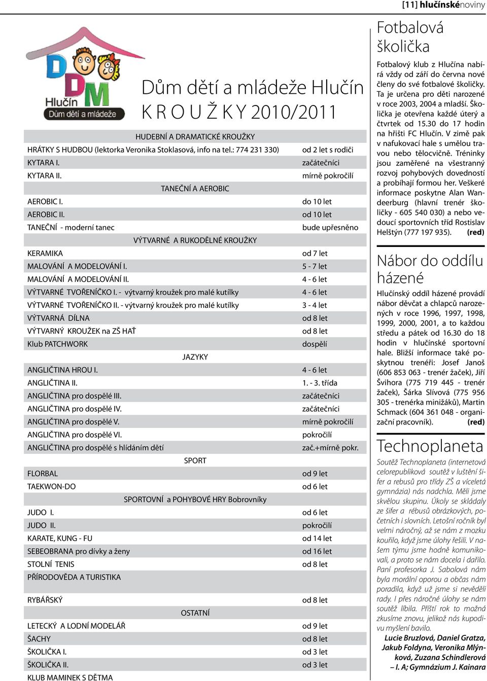 - výtvarný kroužek pro malé kutílky VÝTVARNÉ TVOŘENÍČKO II. - výtvarný kroužek pro malé kutílky VÝTVARNÁ DÍLNA VÝTVARNÝ KROUŽEK na ZŠ HAŤ Klub PATCHWORK ANGLIČTINA HROU I. ANGLIČTINA II.