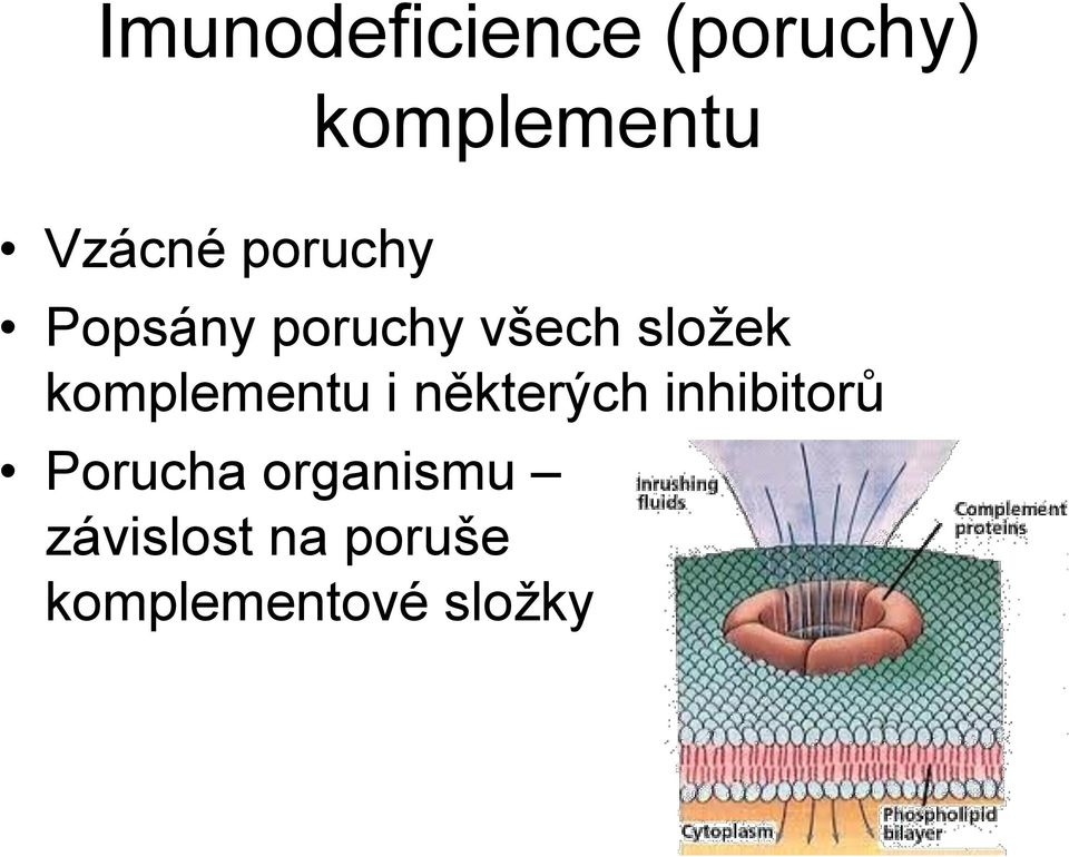 komplementu i některých inhibitorů Porucha