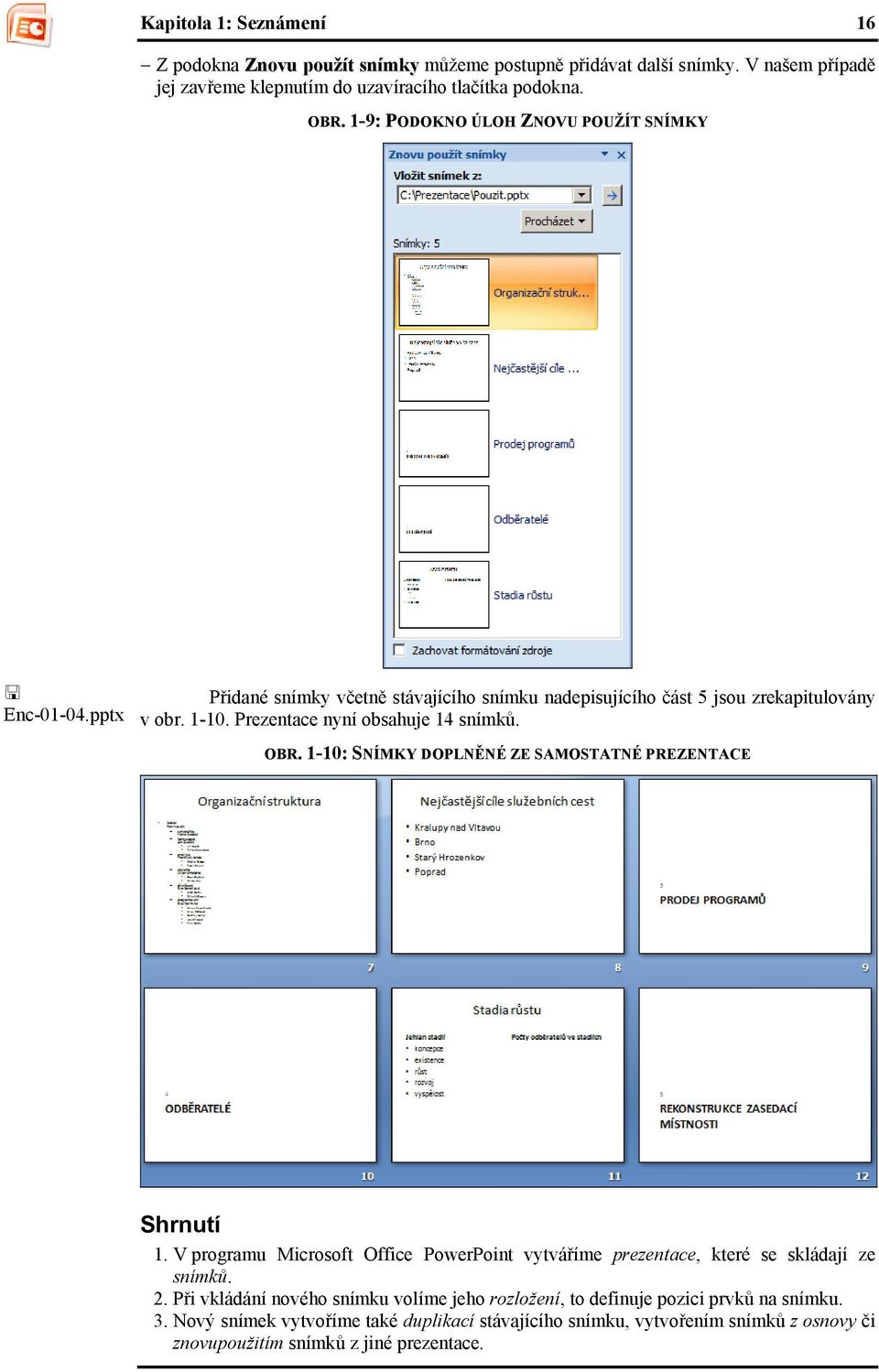 Prezentace nyní obsahuje 14 snímků. OBR. 1-10: SNÍMKY DOPLNĚNÉ ZE SAMOSTATNÉ PREZENTACE Shrnutí 1.