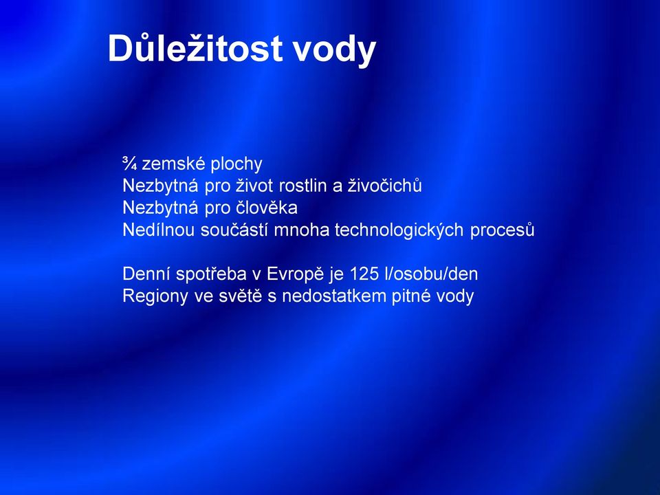 součástí mnoha technologických procesů Denní spotřeba v