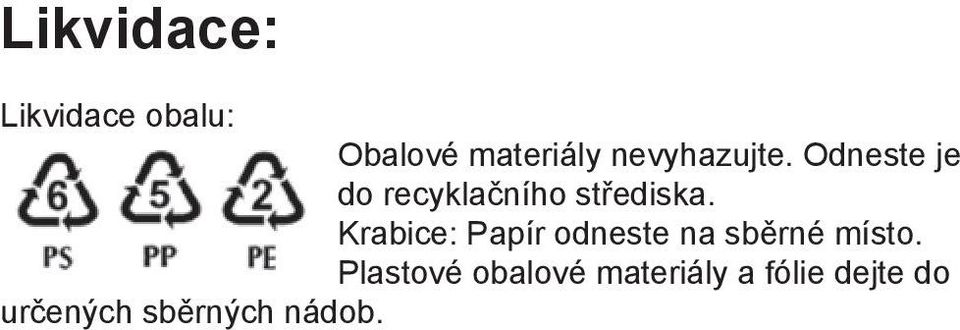 Krabice: Papír odneste na sběrné místo.