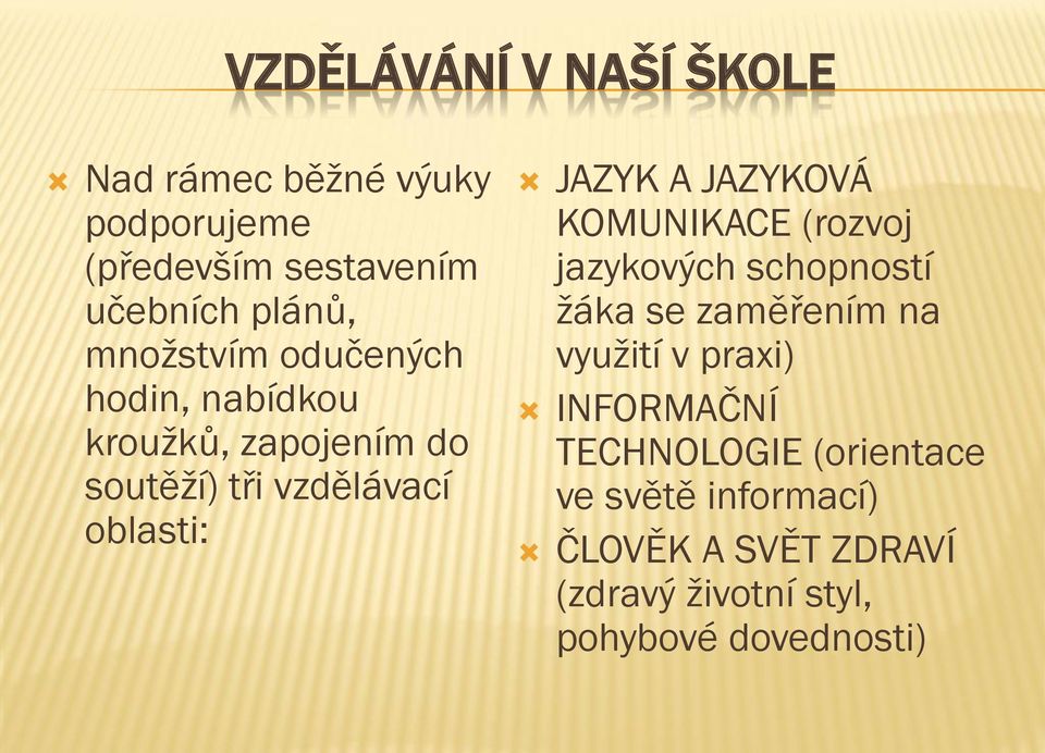 JAZYKOVÁ KOMUNIKACE (rozvoj jazykových schopností žáka se zaměřením na využití v praxi) INFORMAČNÍ