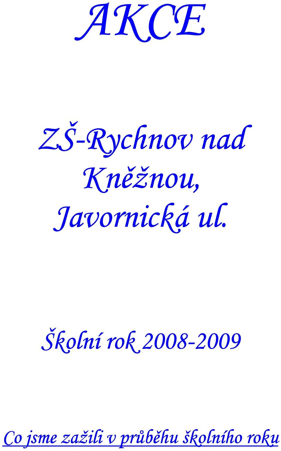 Školní rok 2008-2009 Co