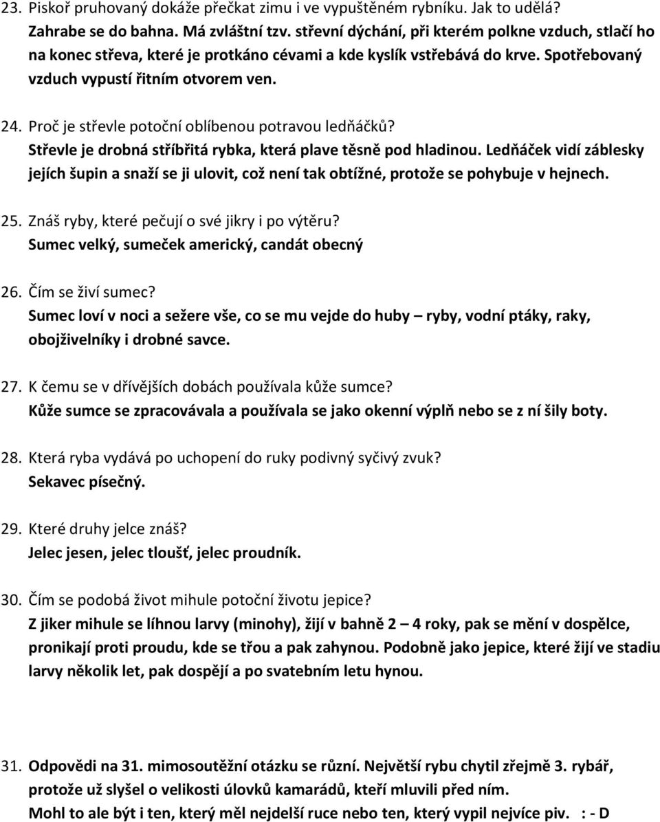 Proč je střevle potoční oblíbenou potravou ledňáčků? Střevle je drobná stříbřitá rybka, která plave těsně pod hladinou.