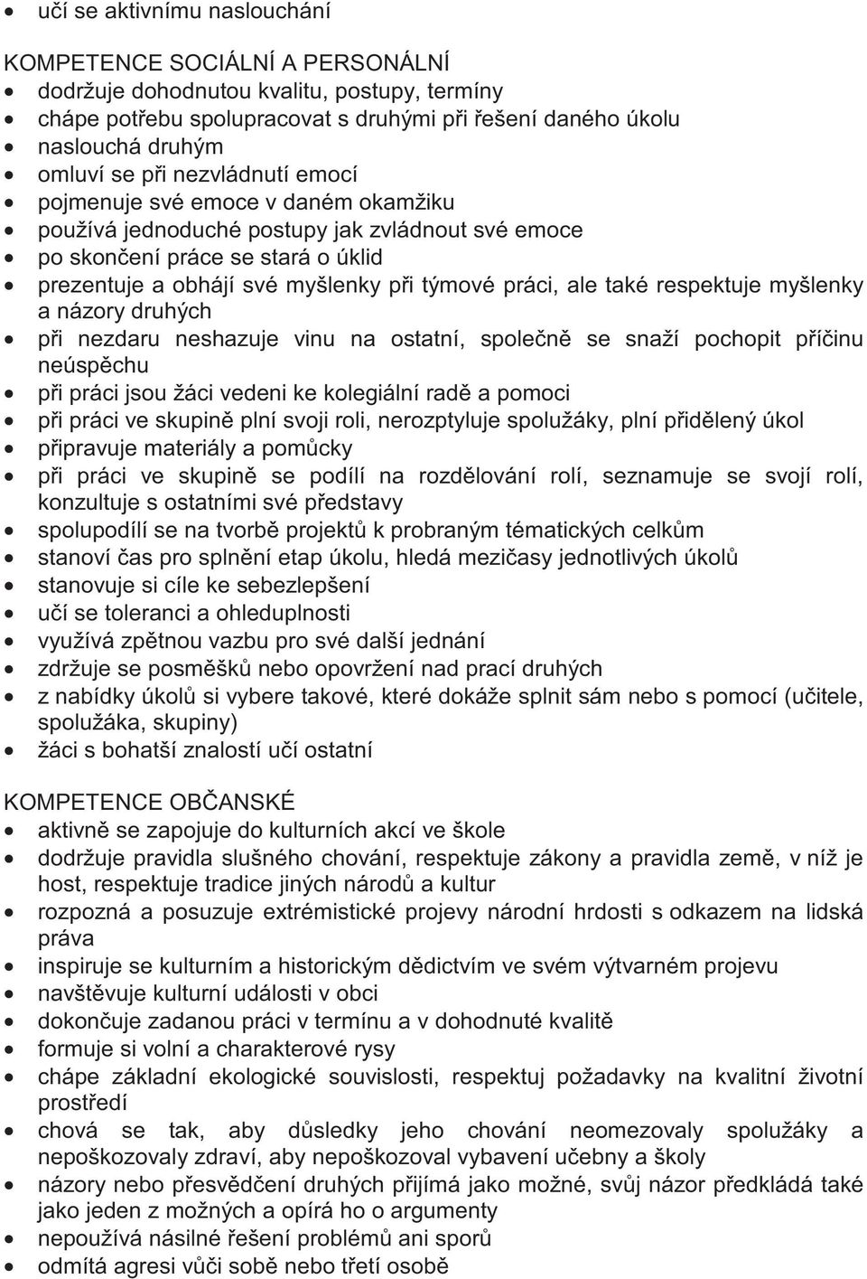 také respektuje myšlenky a názory druhých p i nezdaru neshazuje vinu na ostatní, spole n se snaží pochopit p í inu neúsp chu p i práci jsou žáci vedeni ke kolegiální rad a pomoci p i práci ve skupin