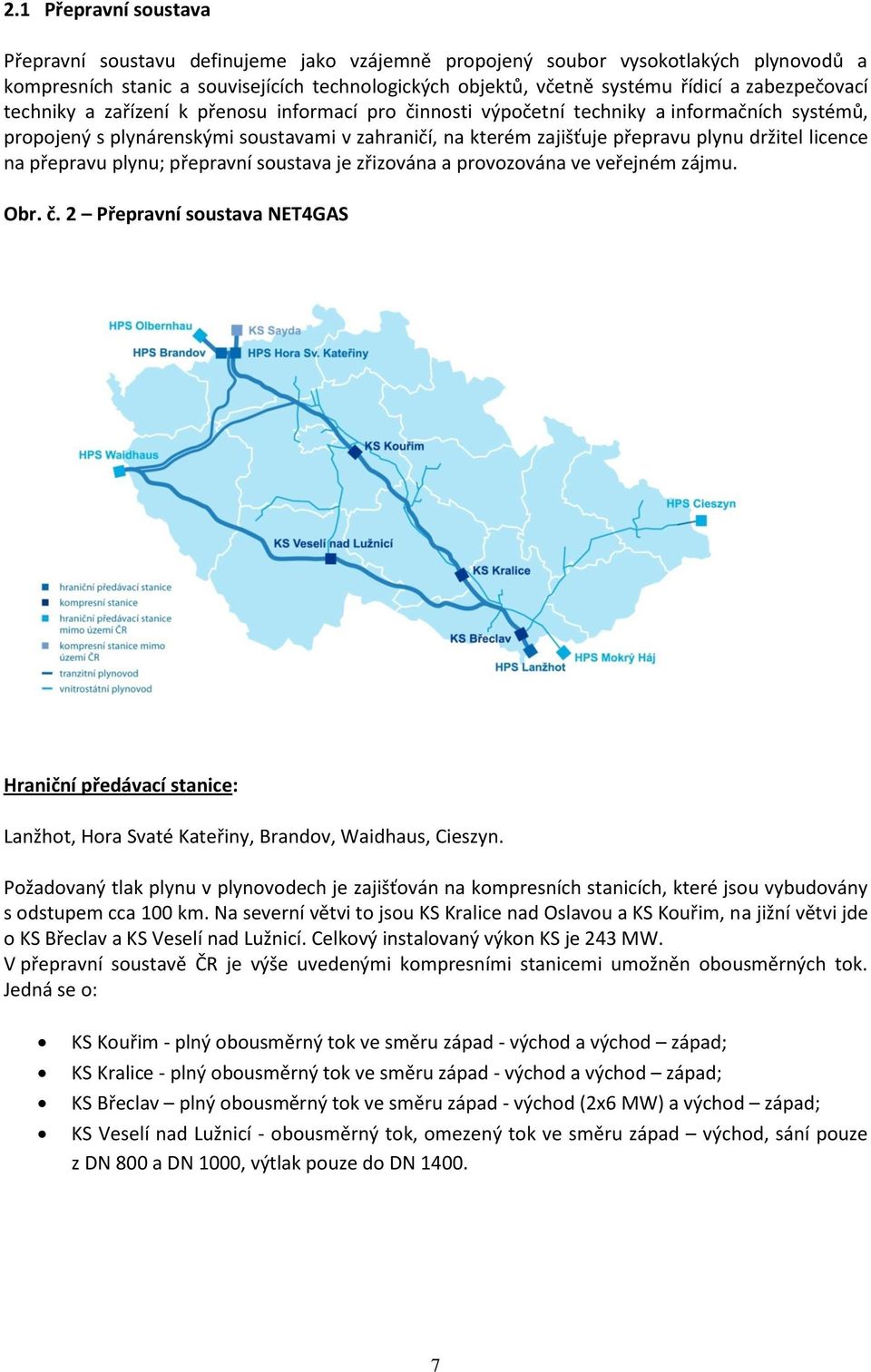 držitel licence na přepravu plynu; přepravní soustava je zřizována a provozována ve veřejném zájmu. Obr. č.