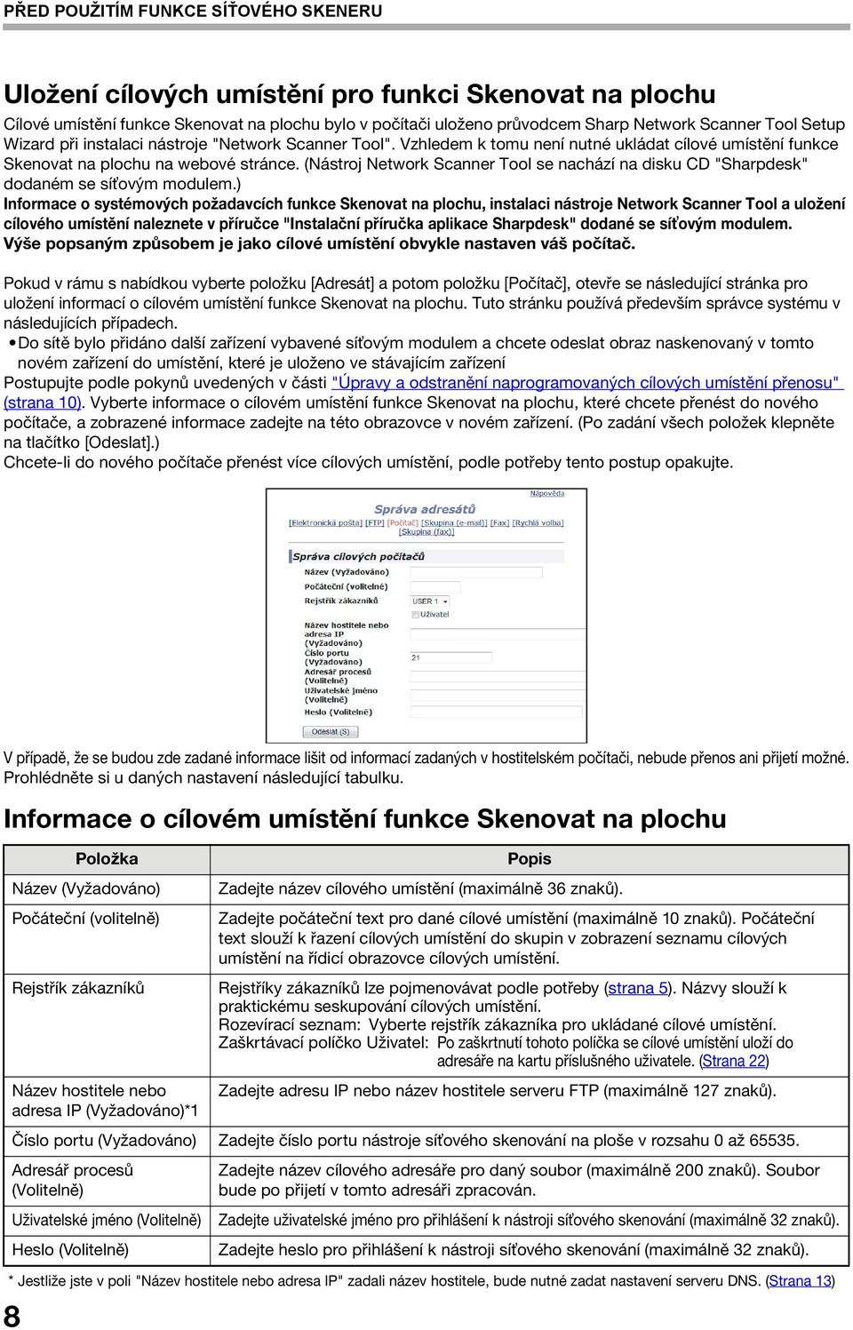 (Nástroj Network Scanner Tool se nachází na disku CD "Sharpdesk" dodaném se sí ovým modulem.