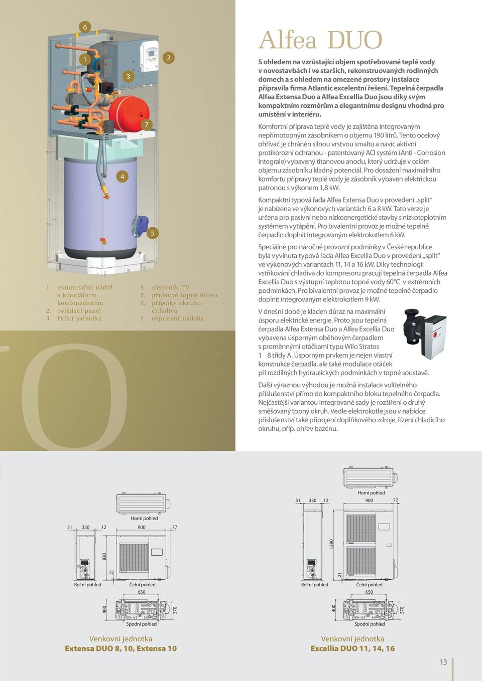 4 7 Komfortní příprava teplé vody je zajištěna integrovaným nepřímotopným zásobníkem o objemu 190 litrů.