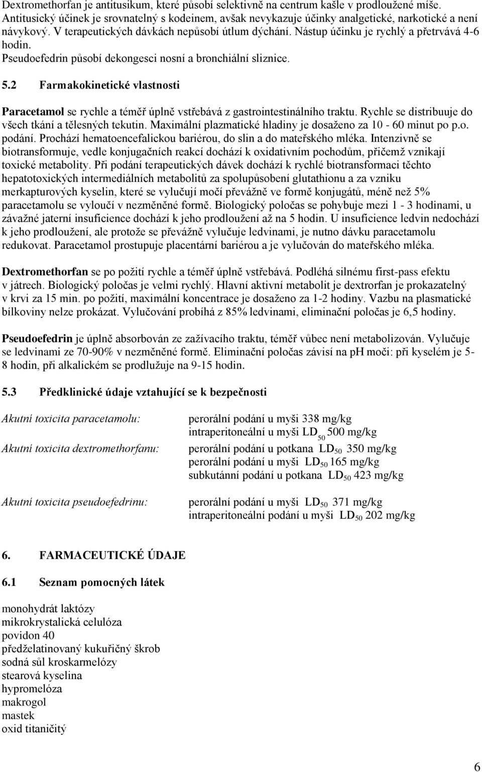 Nástup účinku je rychlý a přetrvává 4-6 hodin. Pseudoefedrin působí dekongesci nosní a bronchiální sliznice. 5.