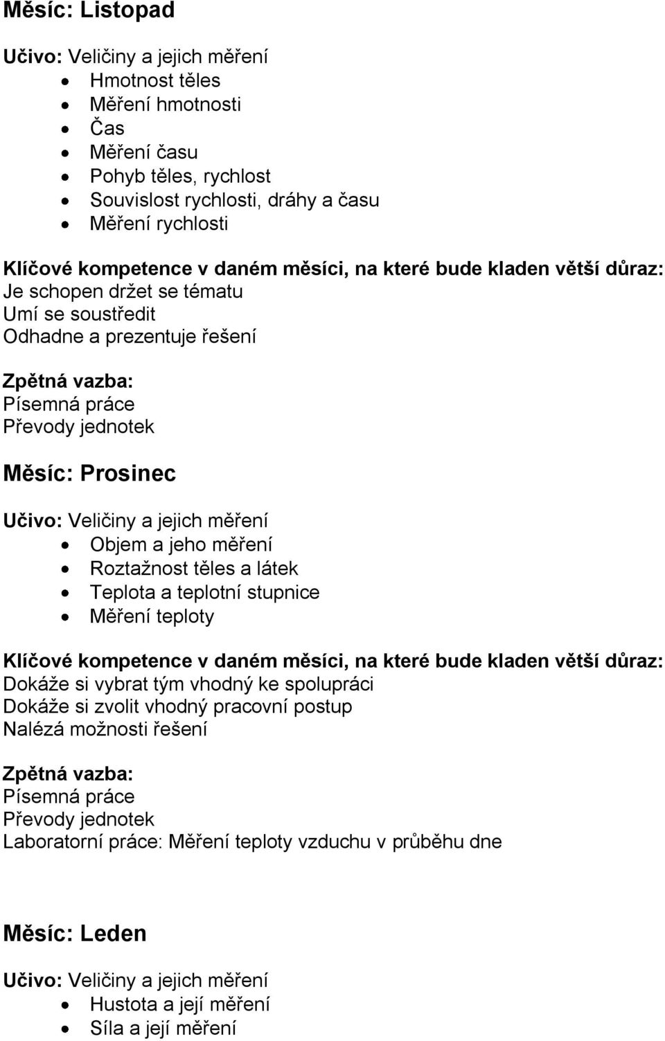 a látek Teplota a teplotní stupnice Měření teploty Dokáže si vybrat tým vhodný ke spolupráci Dokáže si zvolit vhodný pracovní postup Nalézá