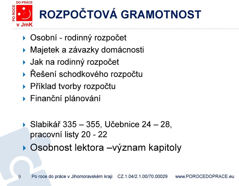 Příklad tvorby rozpočtu Finanční plánování Slabikář 335 355,