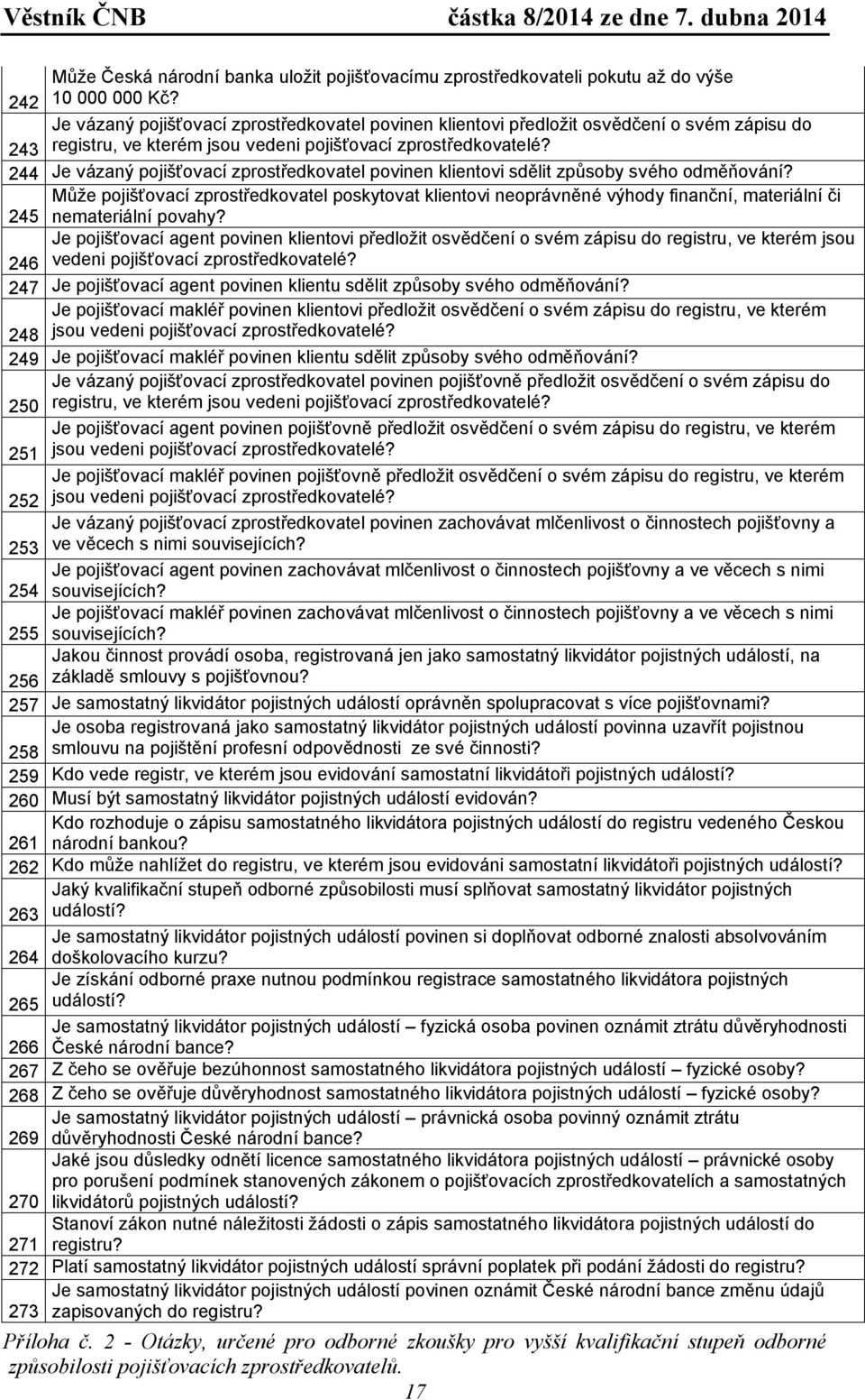 244 Je vázaný pojišťovací zprostředkovatel povinen klientovi sdělit způsoby svého odměňování?