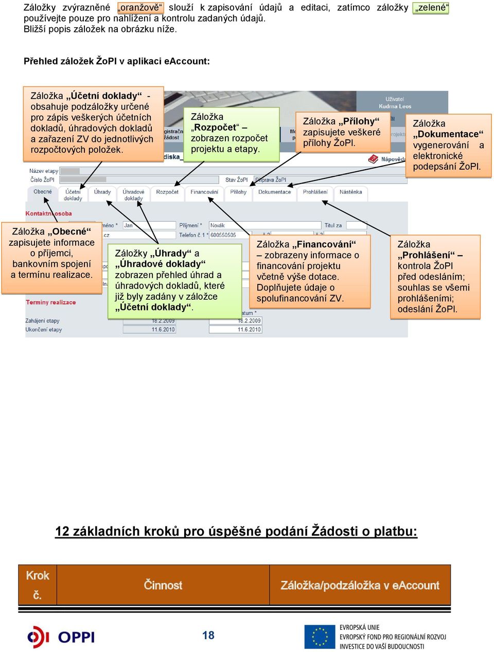 položek. Záložka Rozpočet zobrazen rozpočet projektu a etapy. Záložka Přílohy zapisujete veškeré přílohy ŽoPl. Záložka Dokumentace vygenerování a elektronické podepsání ŽoPl.