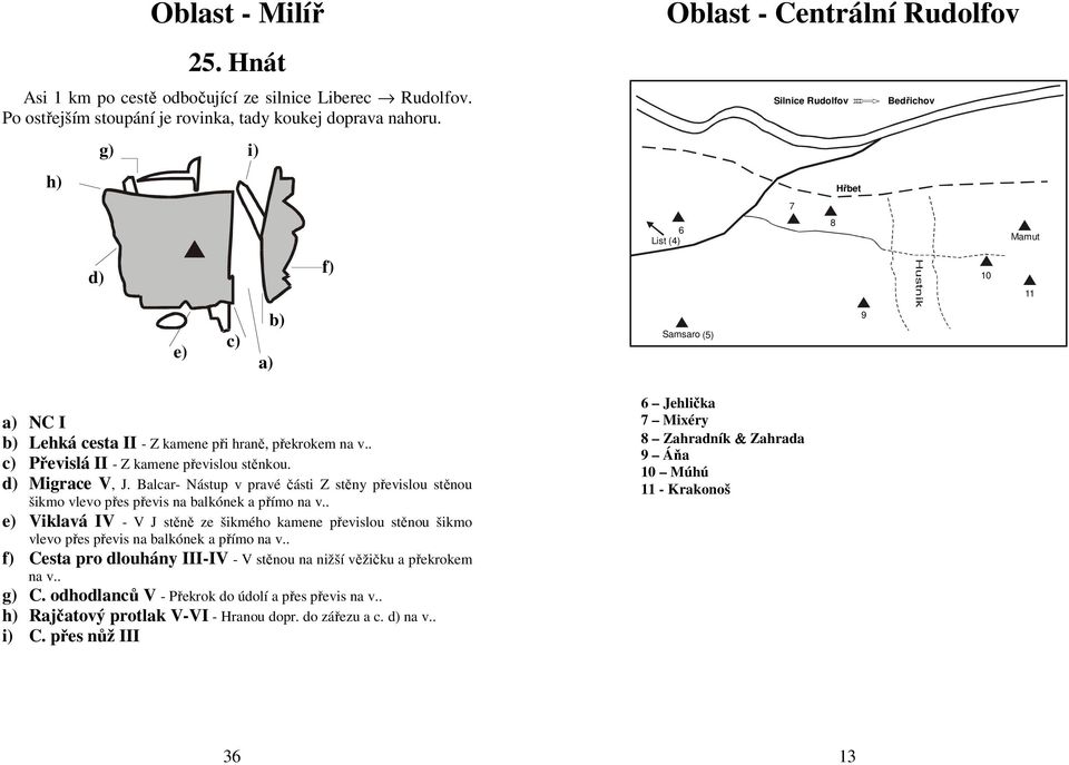 Balcar- Nástup v pravé části Z stěny převislou stěnou šikmo vlevo přes převis na balkónek a přímo na v.