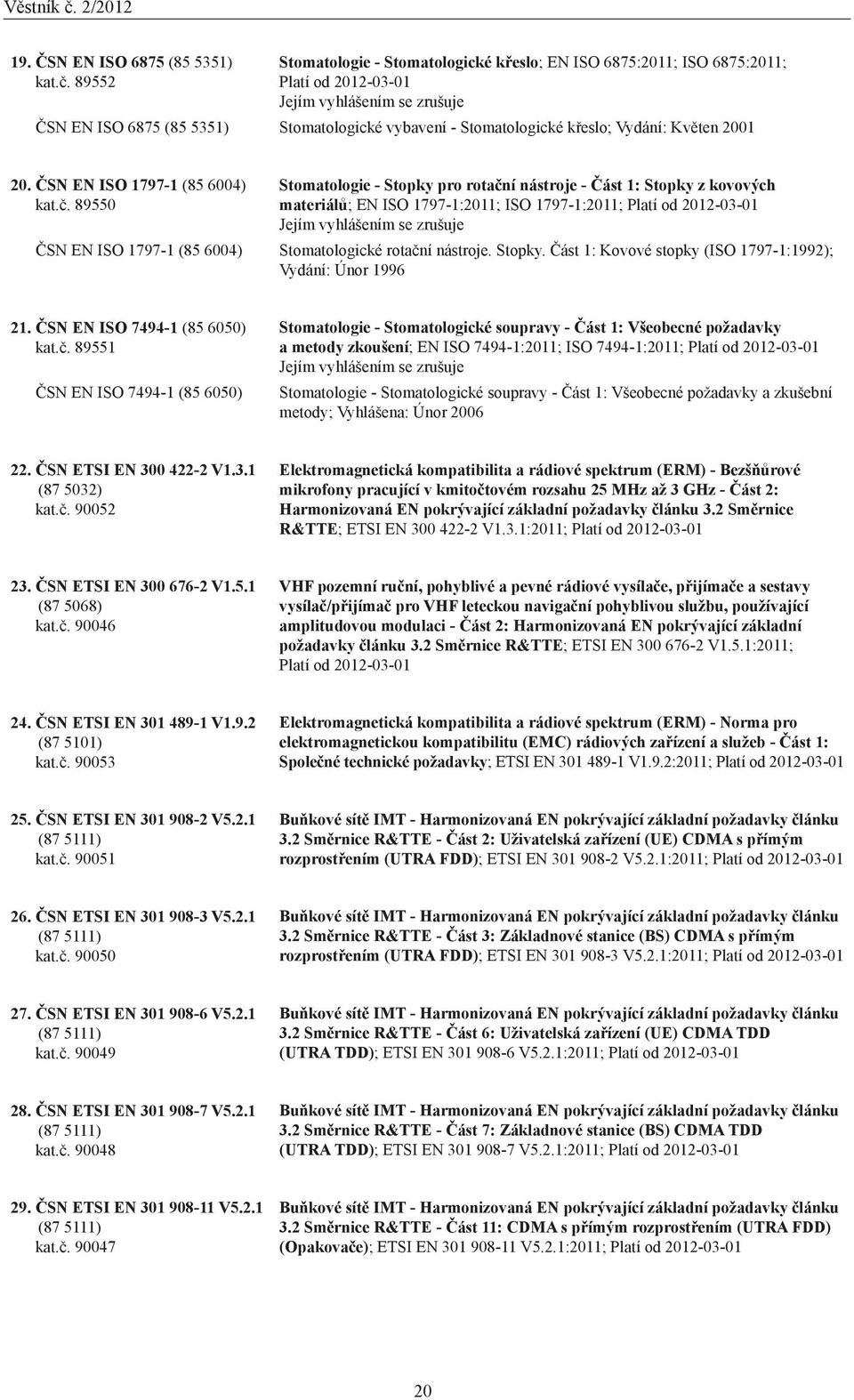 Vydání: Květen 2001 20. ČSN EN ISO 1797-1 (85 6004) kat.č.