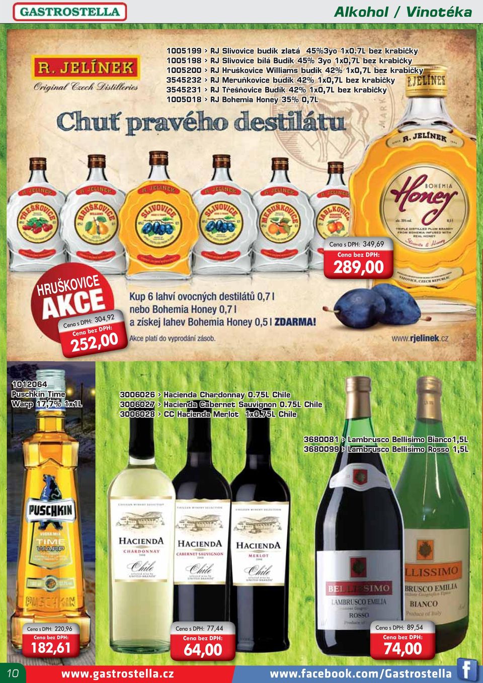 krabičky 3545231 > RJ Třešňovice Budík 42% 1x0,7L bez krabičky 1005018 > RJ Bohemia Honey 35% 0,7L HRUŠKOVICE Cena s DPH: 349,69 289,00 Cena s DPH: 304,92 252,00 1012064 Puschkin Time