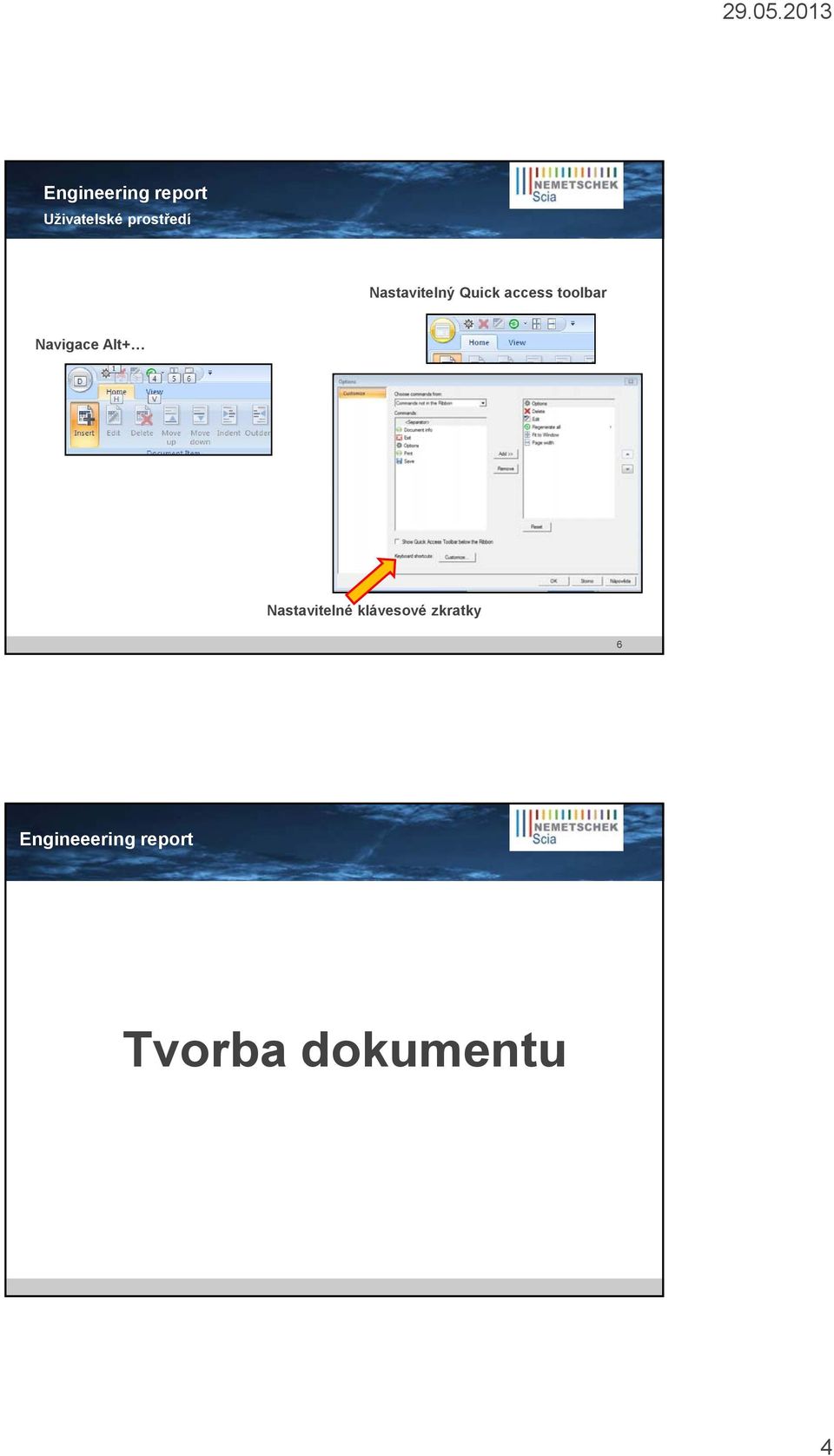 toolbar Navigace Alt+