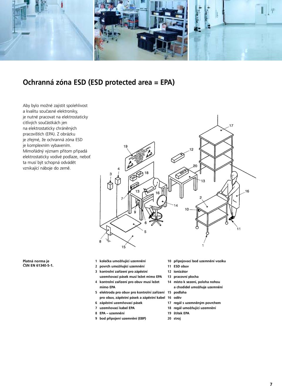 Mimořádný význam přitom připadá elektrostaticky vodivé podlaze, boť ta musí být schopná odvádět vznikající náboje do země. Platná norma je ČSN EN 61340-5-1.