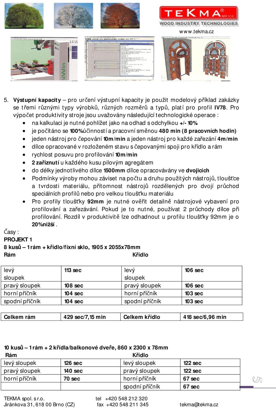 je po ítáno se 100% ú inností a pracovní sm nou 480 min (8 pracovních hodin) jeden nástroj pro epování 10m/min a jeden nástroj pro každé za ezání 4m/min dílce opracované v rozloženém stavu s