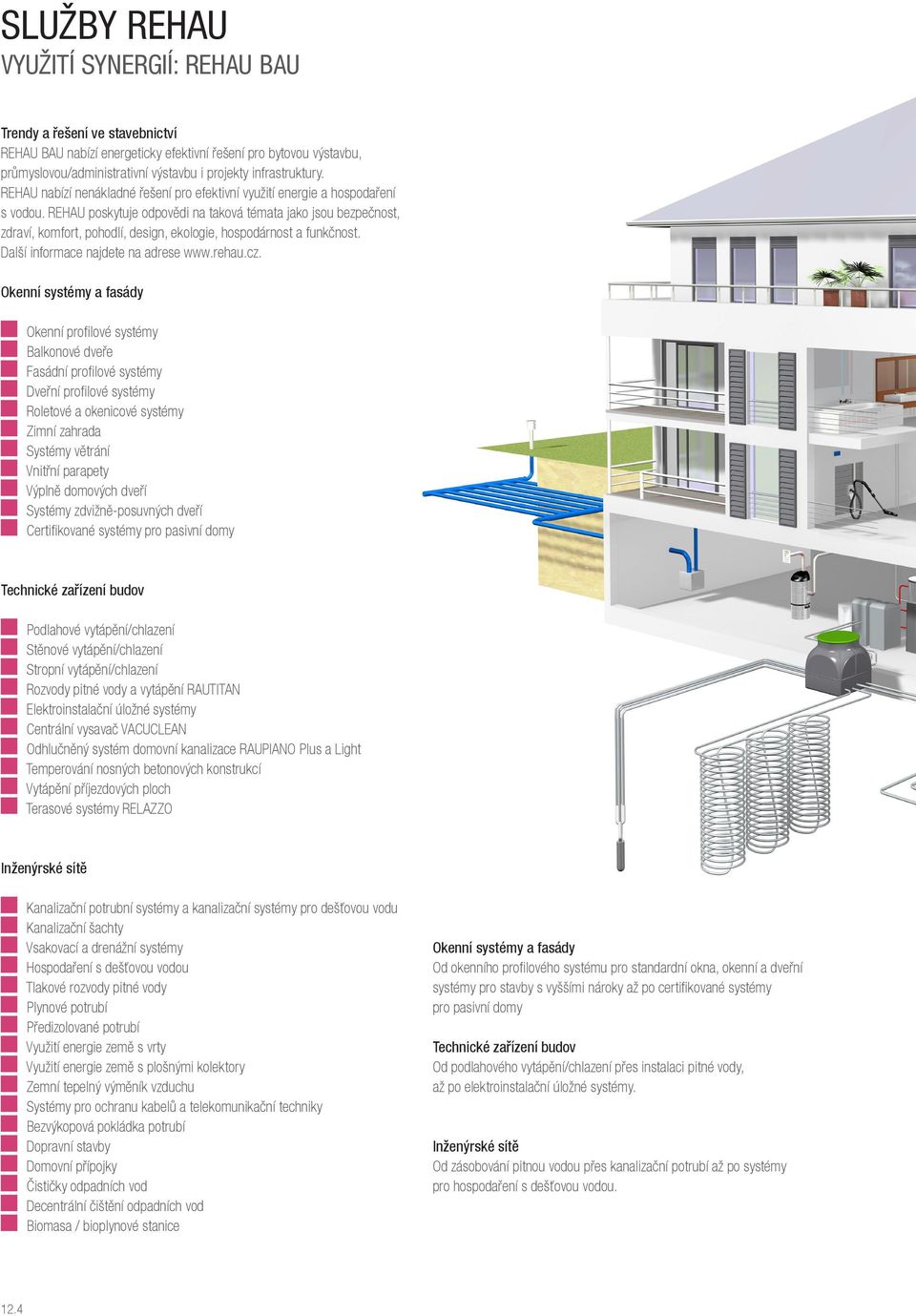 REHAU poskytuje odpovědi na taková témata jako jsou bezpečnost, zdraví, komfort, pohodlí, design, ekologie, hospodárnost a funkčnost. Další informace najdete na adrese www.rehau.cz.