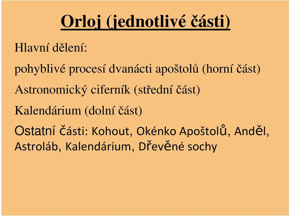 (středníčást) Kalendárium (dolníčást) Ostatníčásti: