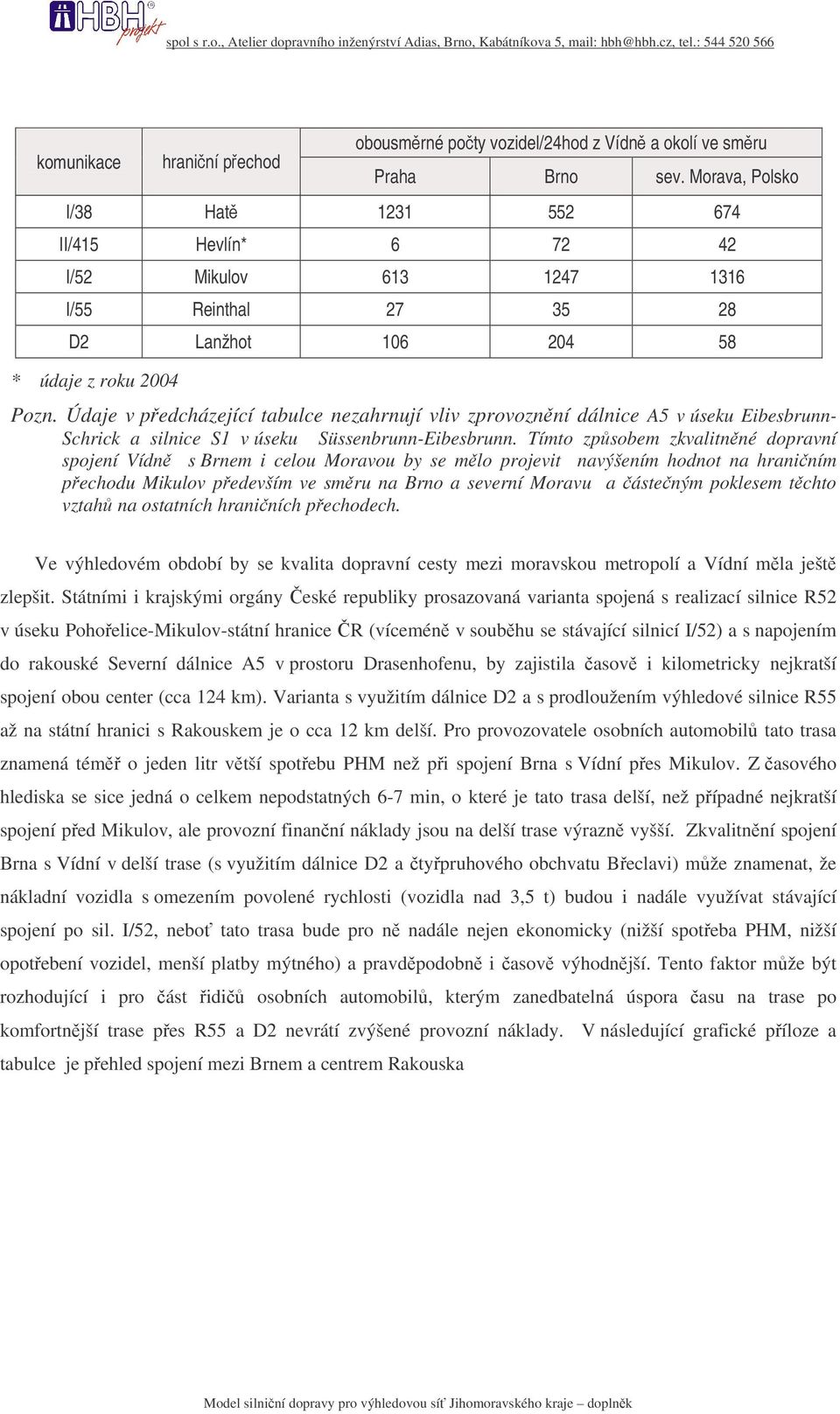 Údaje v pedcházející tabulce nezahrnují vliv zprovoznní dálnice A5 v úseku Eibesbrunn- Schrick a silnice S1 v úseku Süssenbrunn-Eibesbrunn.